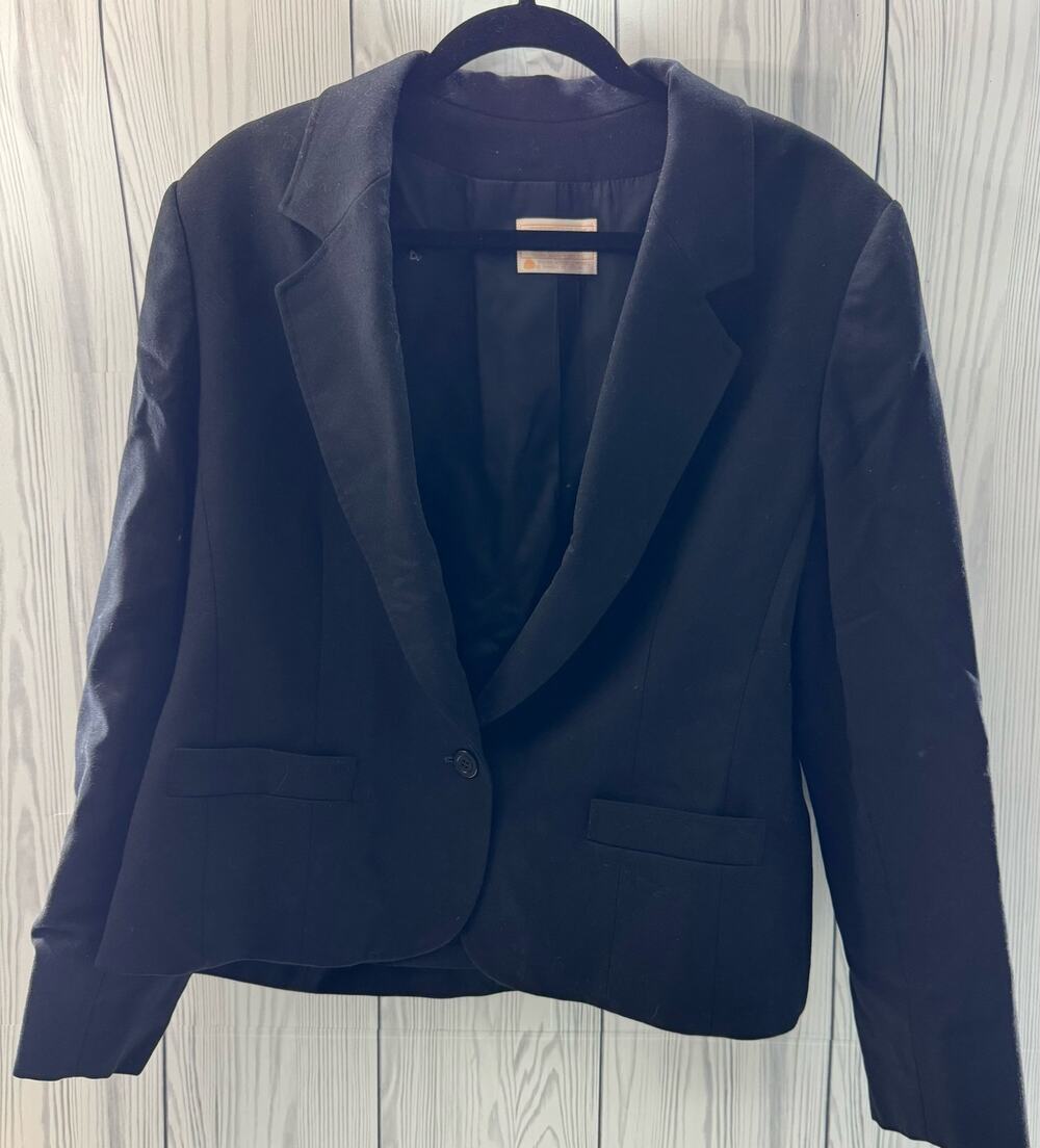 Vintage PENDLETON 100% Wool Blazer Jacket Black Women Sz.18 USA r1